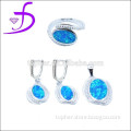 Lap opal inlaid 925 sterling silver jewelry set